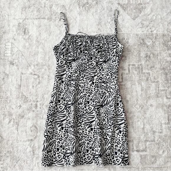 With Jean Boogie Cami Mini Dress In Wild Child Leopard Y2K Size Small Babydoll - Picture 3 of 16